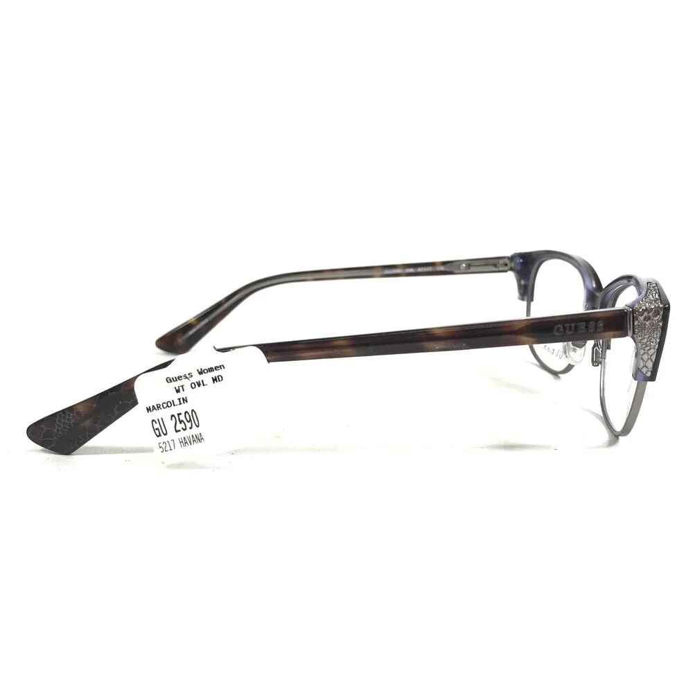 Guess Eyeglasses Frames GU2590 056 Brown Grey Purple Round Cat Eye 52-17-135